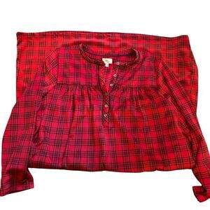 Aria Collection Women's Size XL Knit Velour Long Sleeve Ballet Nightgown Plaid